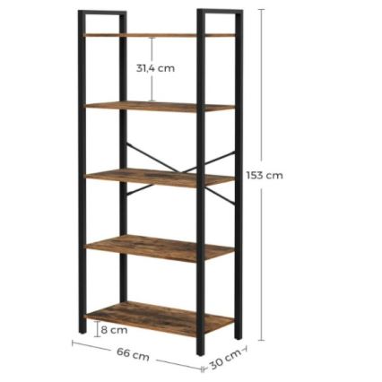 Βιβλιοθήκη NAVARO σε καφέ/μαύρο