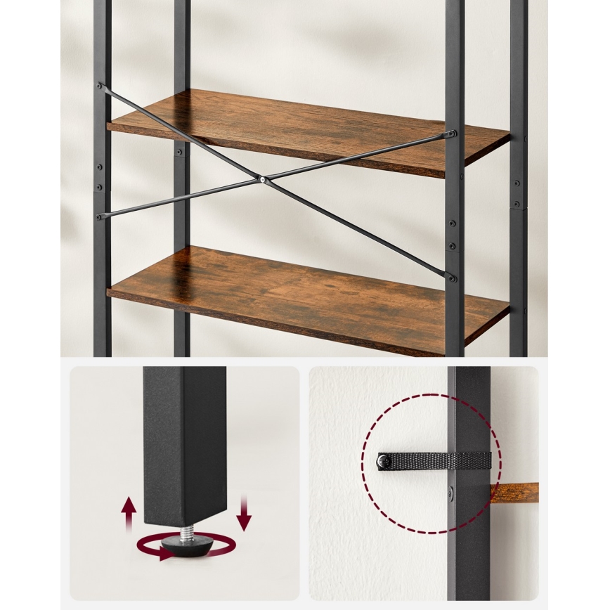 Βιβλιοθήκη NAVARO σε καφέ/μαύρο