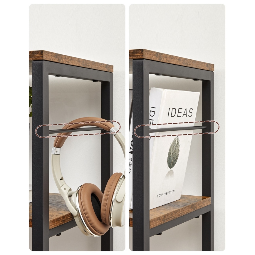 Βιβλιοθήκη NAVARO σε καφέ/μαύρο