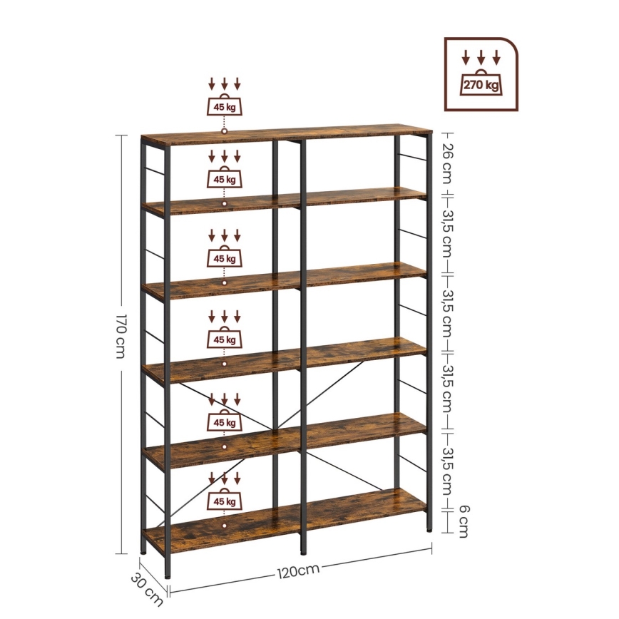 Βιβλιοθήκη NAVARO σε καφέ/μαύρο