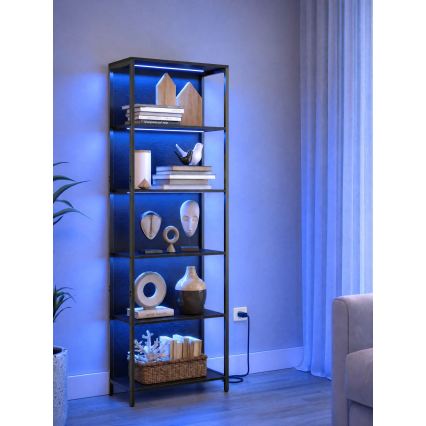 Βιβλιοθήκη με ενσωματωμένο φωτισμό NAVARO 60x179x30 cm μαύρη