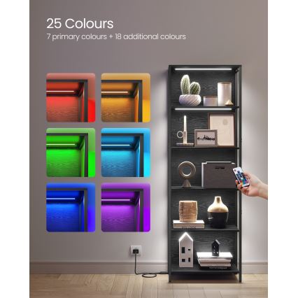 Βιβλιοθήκη με ενσωματωμένο φωτισμό NAVARO 60x179x30 cm μαύρη