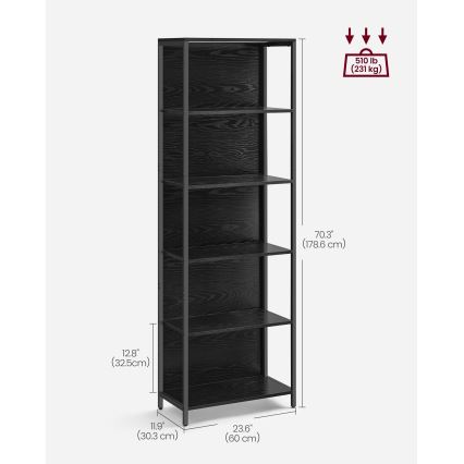 Βιβλιοθήκη με ενσωματωμένο φωτισμό NAVARO 60x179x30 cm μαύρη