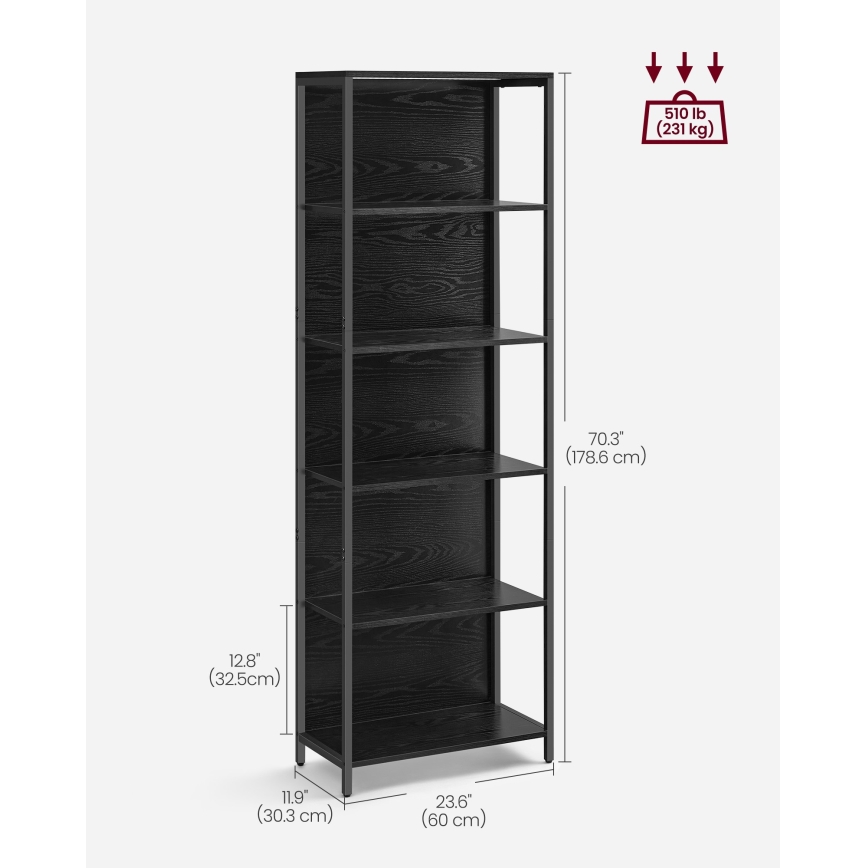 Βιβλιοθήκη με ενσωματωμένο φωτισμό NAVARO 60x179x30 cm μαύρη