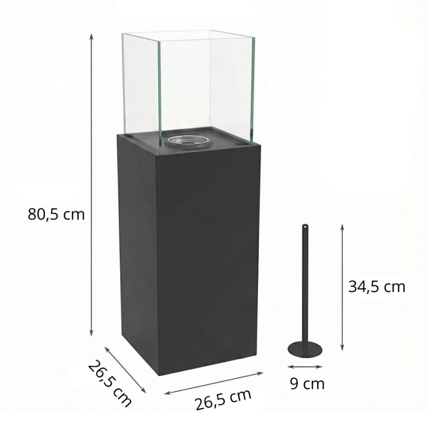 Βιοκαμινάδα ALICANTE 26,5x80,5 cm 2kW μαύρη