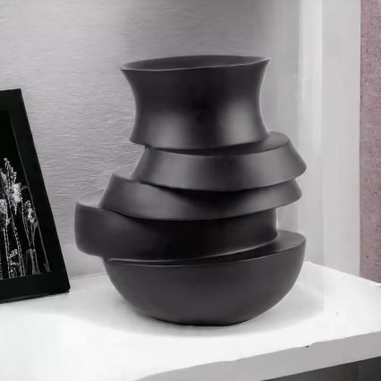 Βάζο 38x33x36 cm ρητίνη/ματ μαύρο