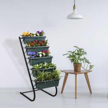 Βάση για γλάστρες λουλουδιών 130x56 cm μαύρο/πράσινο