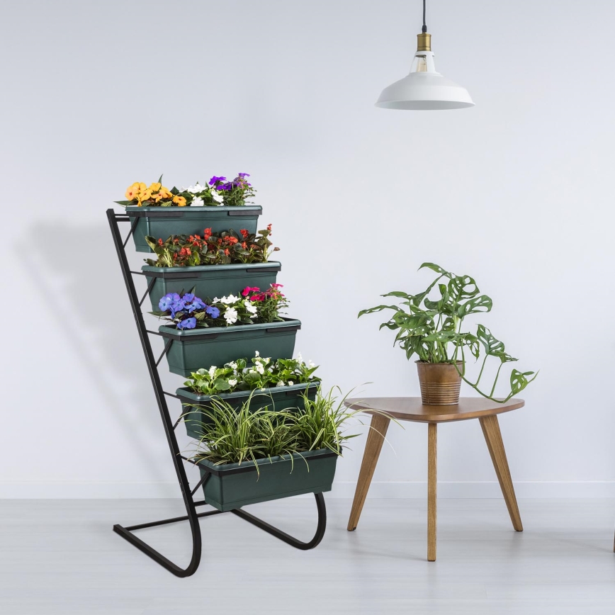 Βάση για γλάστρες λουλουδιών 130x56 cm μαύρο/πράσινο