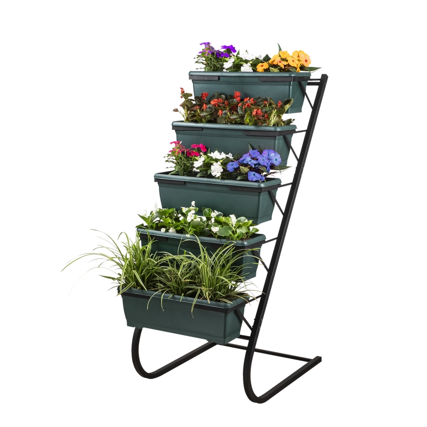 Βάση για γλάστρες λουλουδιών 130x56 cm μαύρο/πράσινο