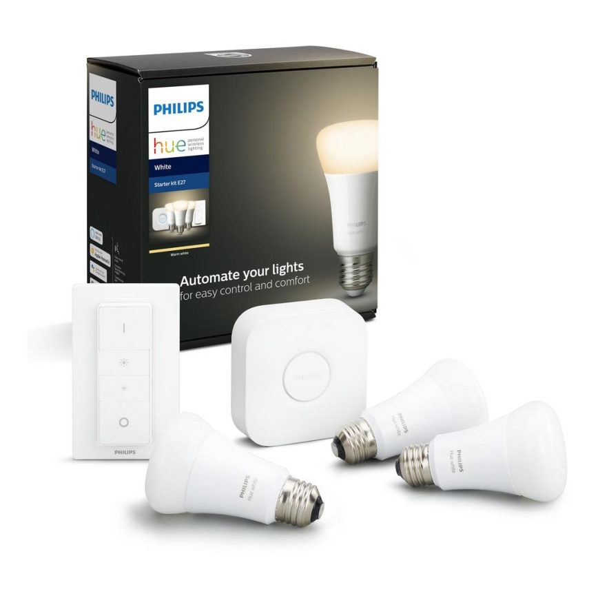 Βασικό σετ Philips Hue STARTER KIT WHITE 3xE27/9W 2700K + μια συσκευή προς σύνδεση