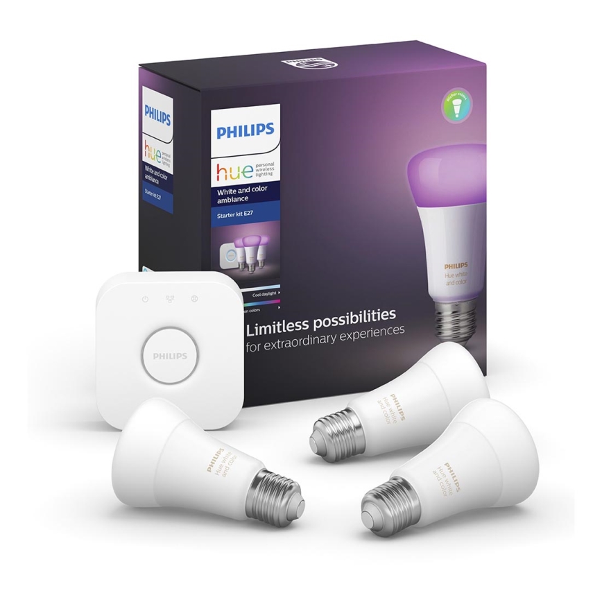 Βασικό σετ Philips Hue WHITE AND COLOR AMBIANCE 3xE27/9,5W/230V 2000-6500K