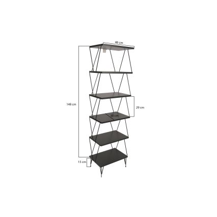 Βιβλιοθήκη BALABAN 165x48 cm ανθρακί/μαύρο