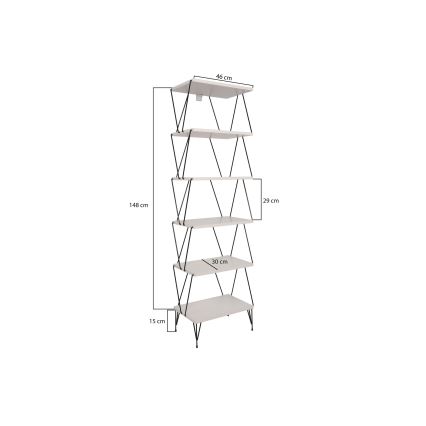 Βιβλιοθήκη BALABAN 165x48 cm λευκή/μαύρη