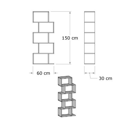 Βιβλιοθήκη MERIC 15x60 cm λευκή