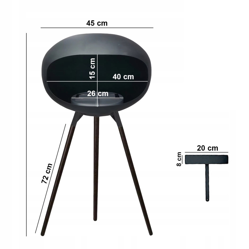 Βιοτζάκι TOKIO 45x100 cm 2kW μαύρο