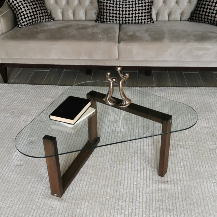 Βοηθητικό τραπεζάκι CAM 41x96 cm καφέ/διαφανής