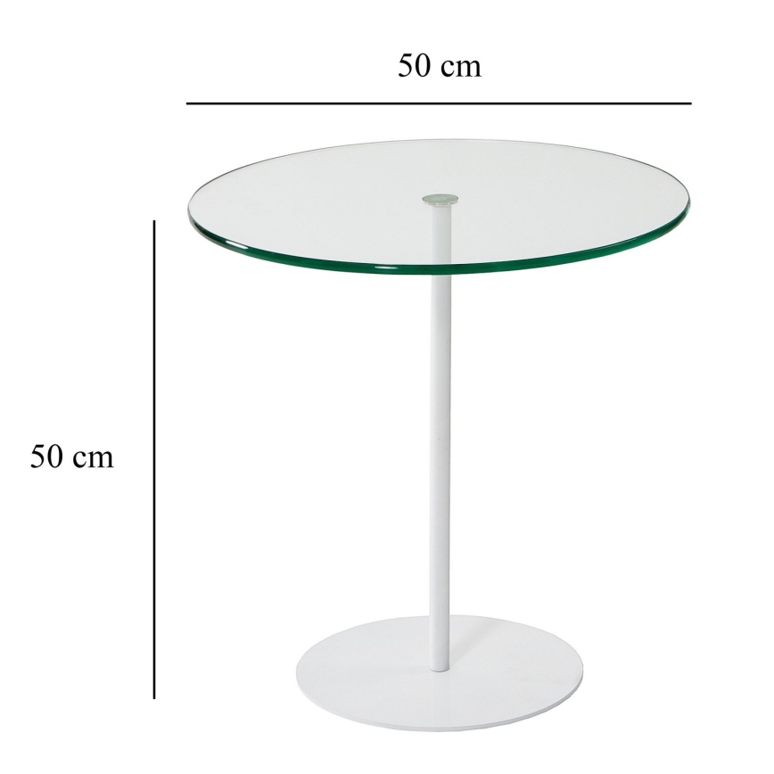 Βοηθητικό τραπεζάκι CHILL 50x50 cm λευκό/γυαλί