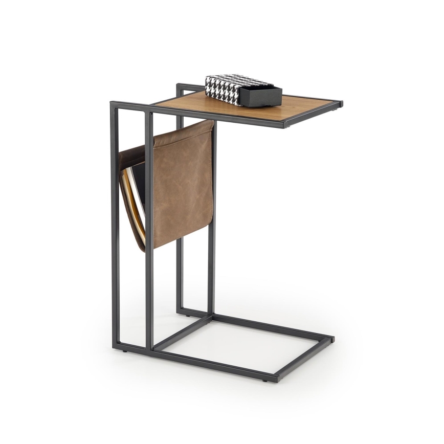 Βοηθητικό τραπεζάκι COMPACT 65x47 cm μαύρο/καφέ