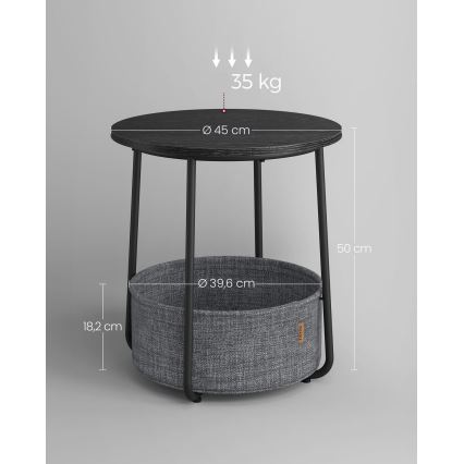 Βοηθητικό τραπεζάκι NOIRA, μαύρο/γκρι