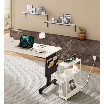 Βοηθητικό τραπεζάκι με ενσωματωμένη πρίζα και θύρες USB ROD λευκό/κρεμ