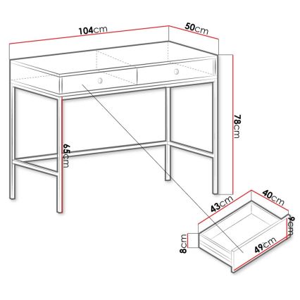 Βοηθητικό τραπεζάκι MONO 78x104 cm μπεζ/μαύρο