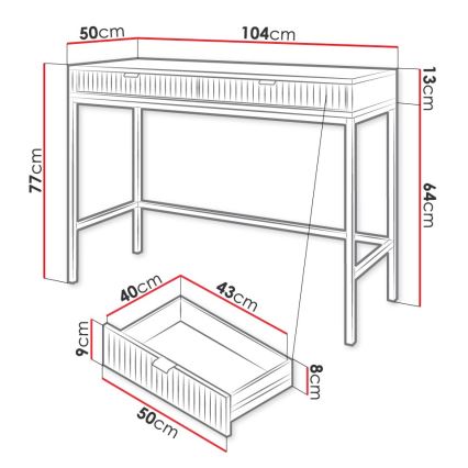 Βοηθητικό τραπεζάκι NOVA 77x104 cm μαύρο/χρυσαφί