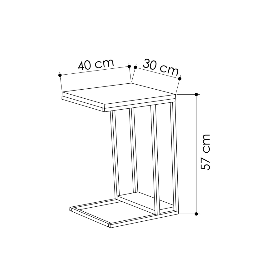 Βοηθητικό τραπεζάκι PAL 57x40 cm μπεζ/μαύρο