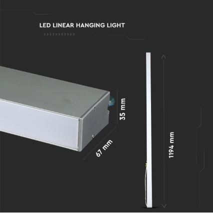 Γραμμικό κρεμαστό φωτιστικό LED SAMSUNG CHIP LED/40W/230V 4000K ασημί