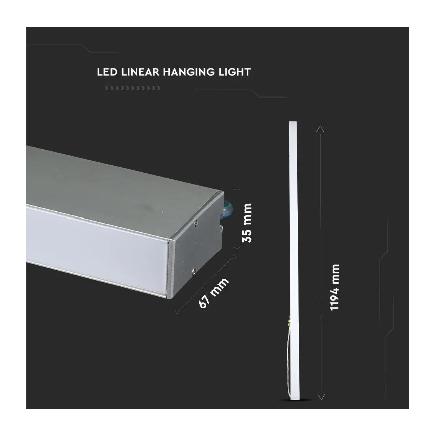 Γραμμικό κρεμαστό φωτιστικό LED SAMSUNG CHIP LED/40W/230V 4000K ασημί