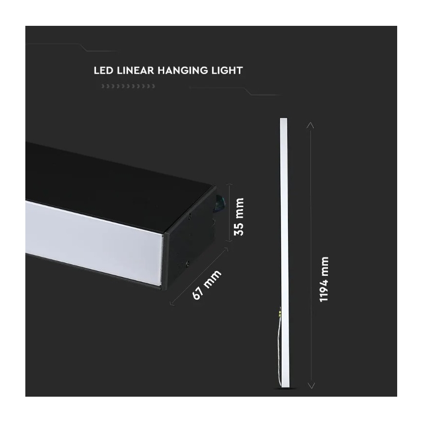 Γραμμικό κρεμαστό φωτιστικό LED SAMSUNG CHIP LED/40W/230V 6400K μαύρο
