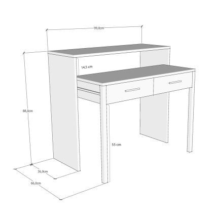 Γραφείο 88x99 cm λευκό/μπεζ