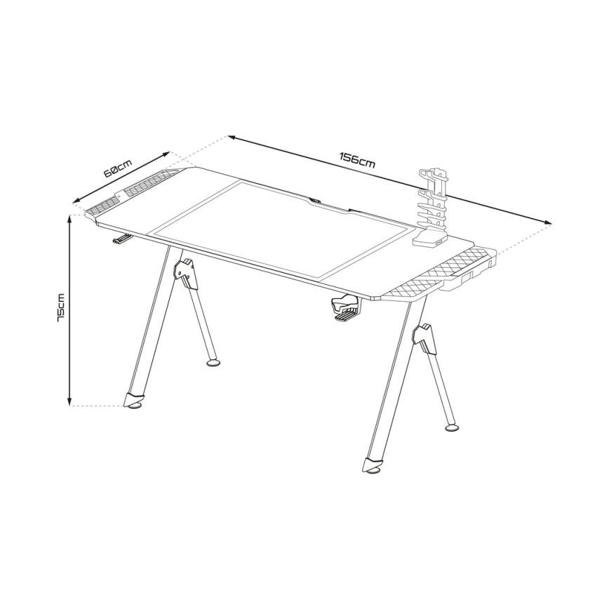 Γραφείο gaming FALCON με οπίσθιο φωτισμό LED RGB 156x60 cm μαύρο