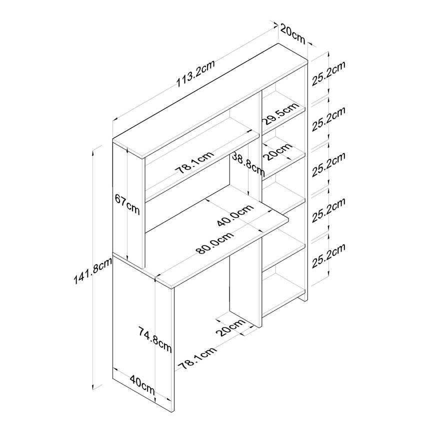 Γραφείο εργασίας με ράφι RANI 113,2x141,8 εκ. λευκό