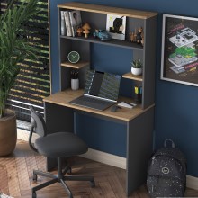 Γραφείο/ κονσόλα με ένα ράφι RANI 90x155,6 cm ανθρακί/καφέ
