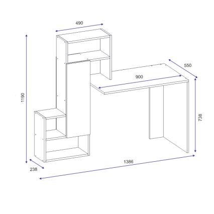 Γραφείο/ κονσόλα με ράφι IRMAK 119x138,6 cm λευκό