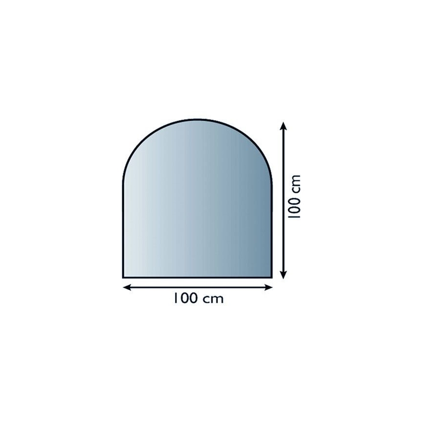 Γυάλινο προστατευτικό τζακιού 1000x1000x6 mm μισή αψίδα