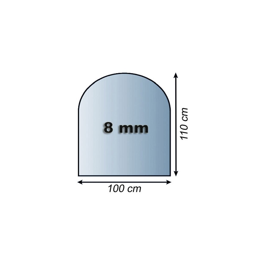 Γυάλινο προστατευτικό τζακιού 1100x1000x8 mm μισή αψίδα