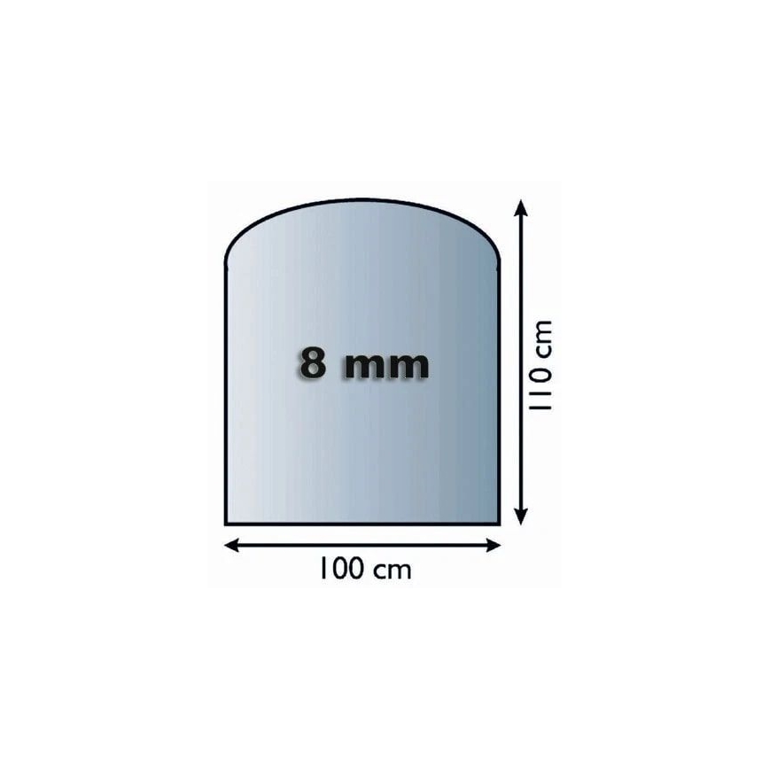 Γυάλινο προστατευτικό τζακιού 1100x1000x8 mm μισή αψίδα