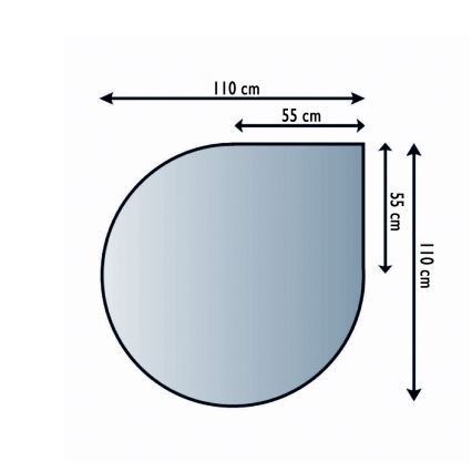 Γυάλινο προστατευτικό τζακιού 1100x1100x6 mm tear