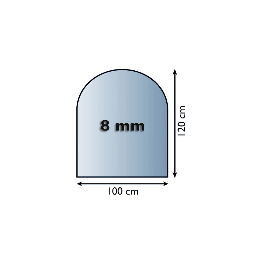 Γυάλινο προστατευτικό τζακιού 1200x1000x8 mm μισή αψίδα