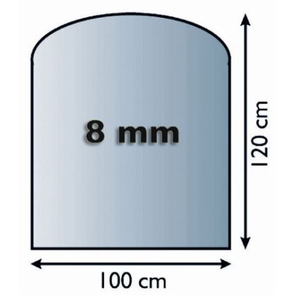 Γυάλινο προστατευτικό τζακιού 1200x1000x8 mm μισή αψίδα
