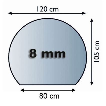 Γυάλινο προστατευτικό τζακιού 1200x1050x8 mm semicircular