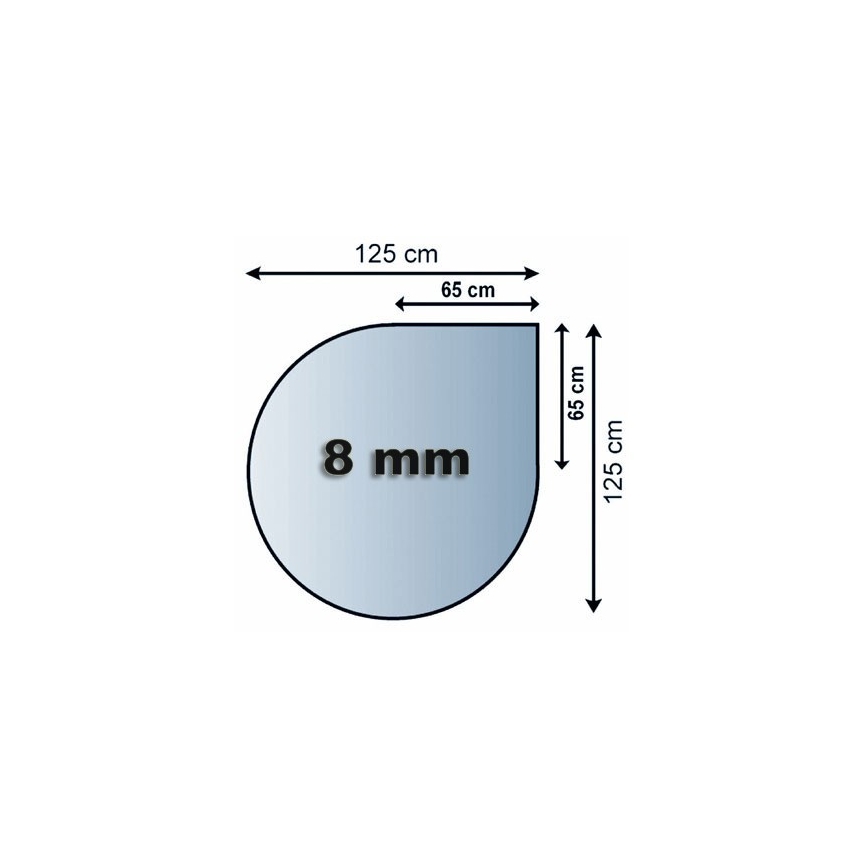 Γυάλινο προστατευτικό τζακιού 1250x1250x8 mm tear