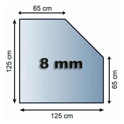 Γυάλινο προστατευτικό τζακιού 1250x1250x8 mm κεκλιμένο τετράγωνο