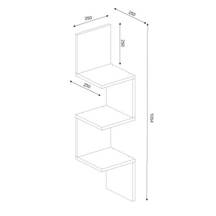 Γωνιακή ραφιέρα τοίχου CORNER 105,4x25 cm λευκή