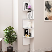 Γωνιακή ραφιέρα τοίχου DESALDO 155,2x29,6 cm λευκή