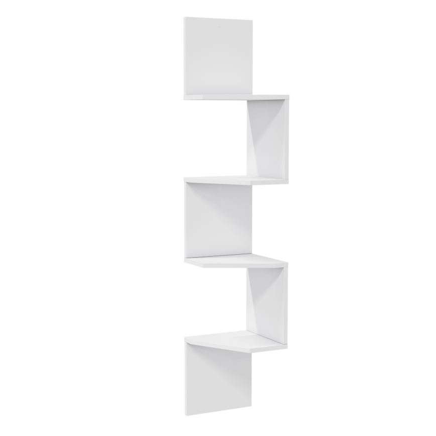 Γωνιακή ραφιέρα τοίχου DESALDO 155,2x29,6 cm λευκή