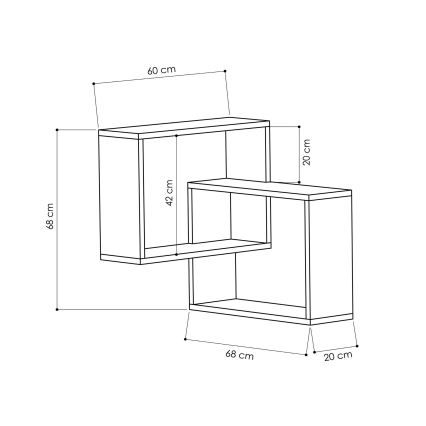 Γωνιακή ραφιέρα τοίχου RING 68x68 cm λευκό/ανθρακί