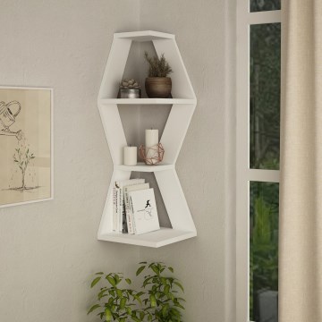 Γωνιακή ραφιέρα τοίχου SABLOR 86x30 cm λευκό