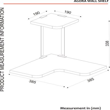 Γωνιακό ράφι τοίχου AGORA 33,8x38,5 cm καφέ